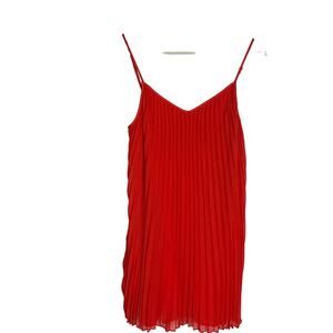 Laundry by design Cherry Red Pleated Swing Shift Slip Dress W-753 Sz 8